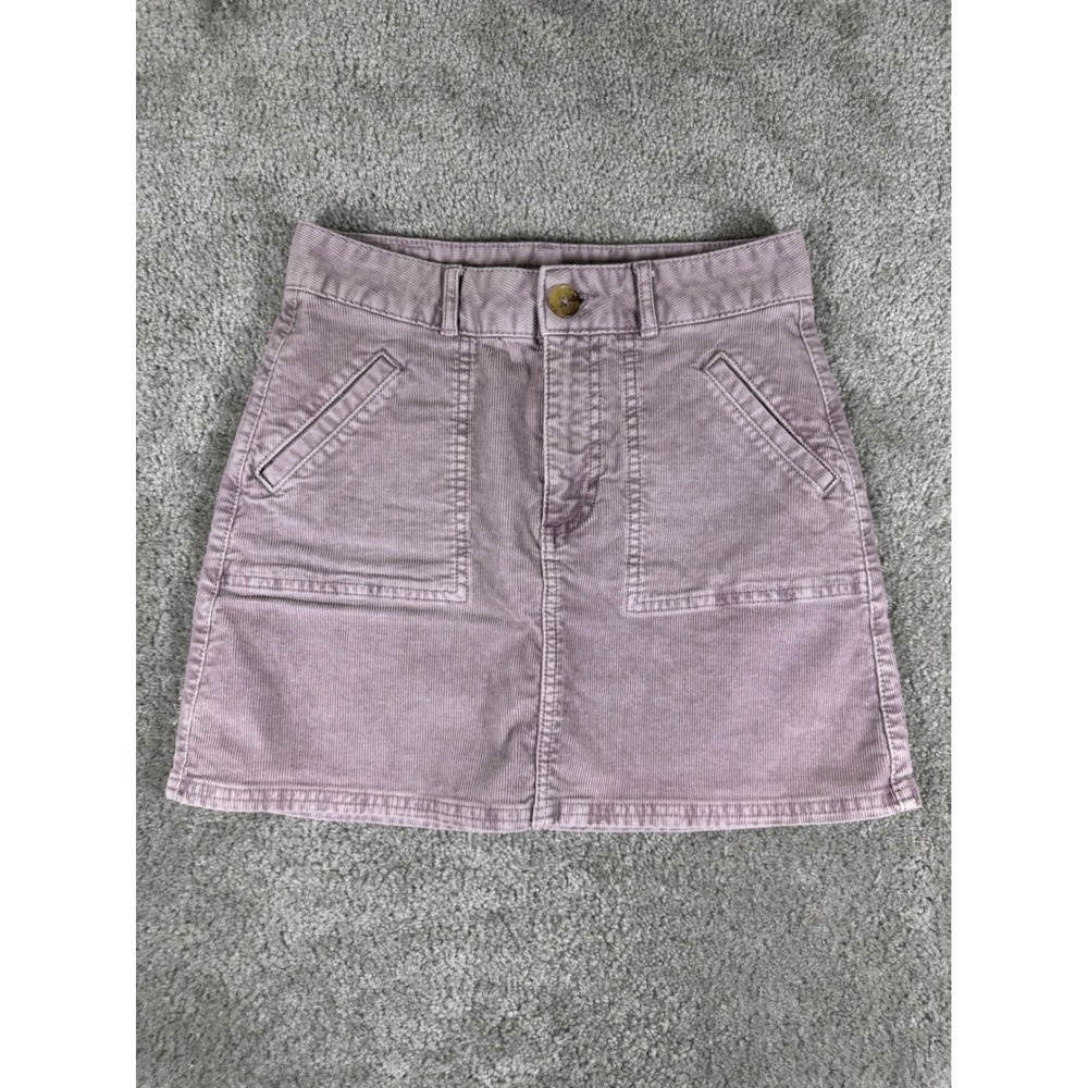 American Eagle Mauve Corduroy Hi-Rise A-Line Mini Skirt Size 00 Super Stretch